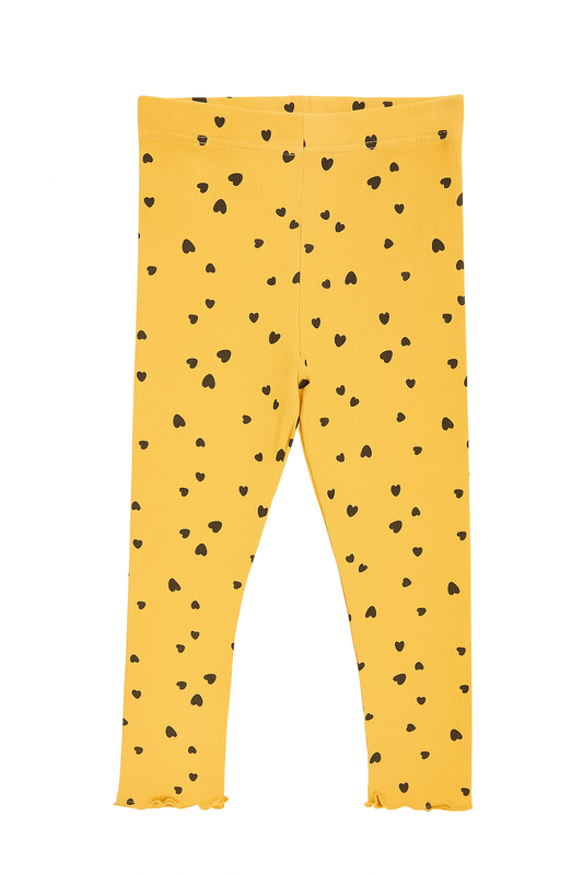 Ribbed yellow hearts leggings