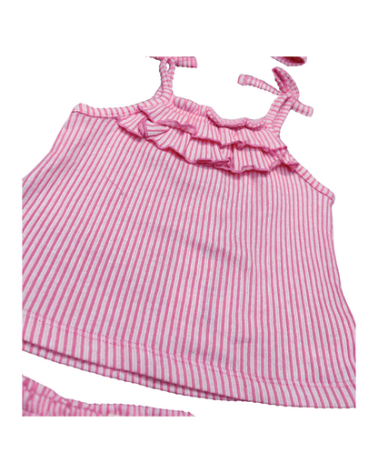Baby Girls Ruffled Sleeveless Top and Bloomer Set, Summer Casual Outfit