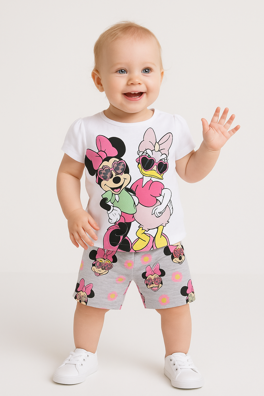 Minnie Daisy whit Grey shorts set