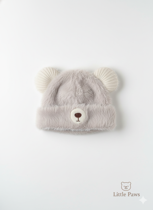 Cream Bear Ear Fleece Cap
