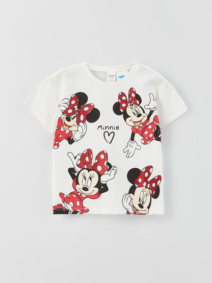 Crew Neck Minnie Mouse Printed tee with cycling Short