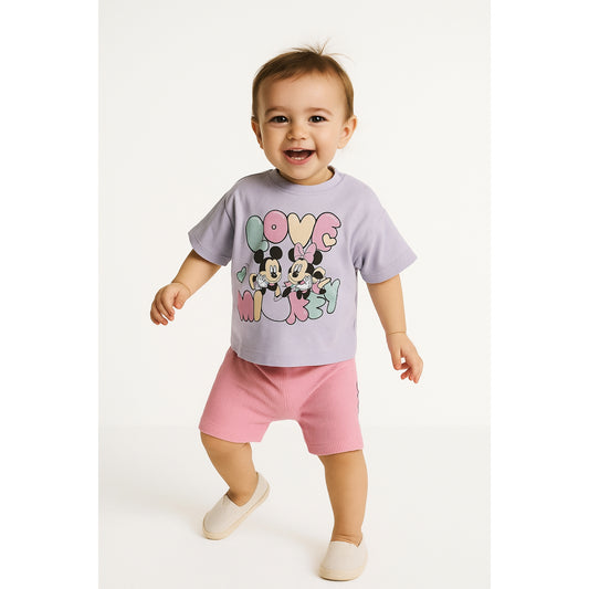 Mickey Love Lilac shorts set